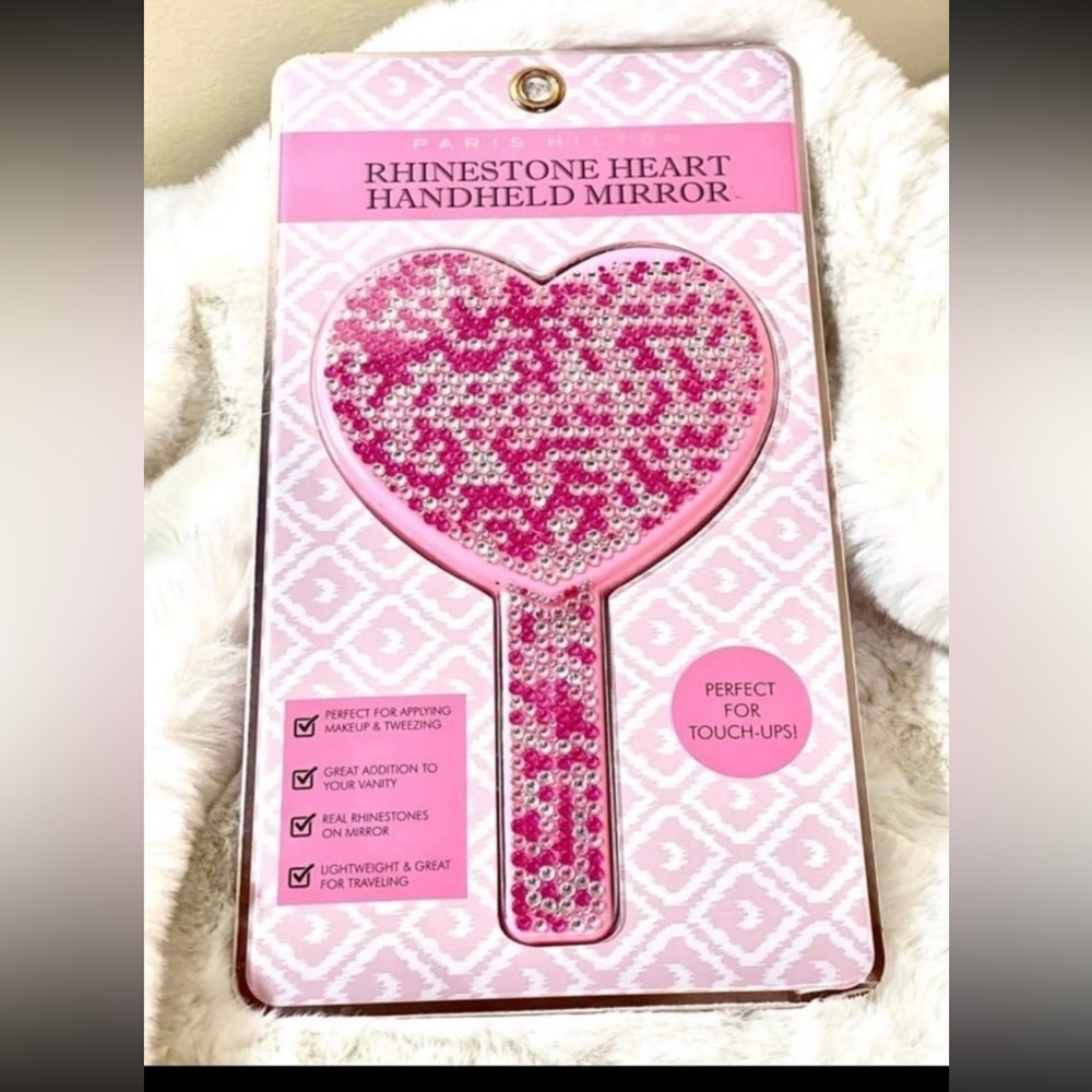 Paris Hilton Pink Rhinestone Heart Mirror